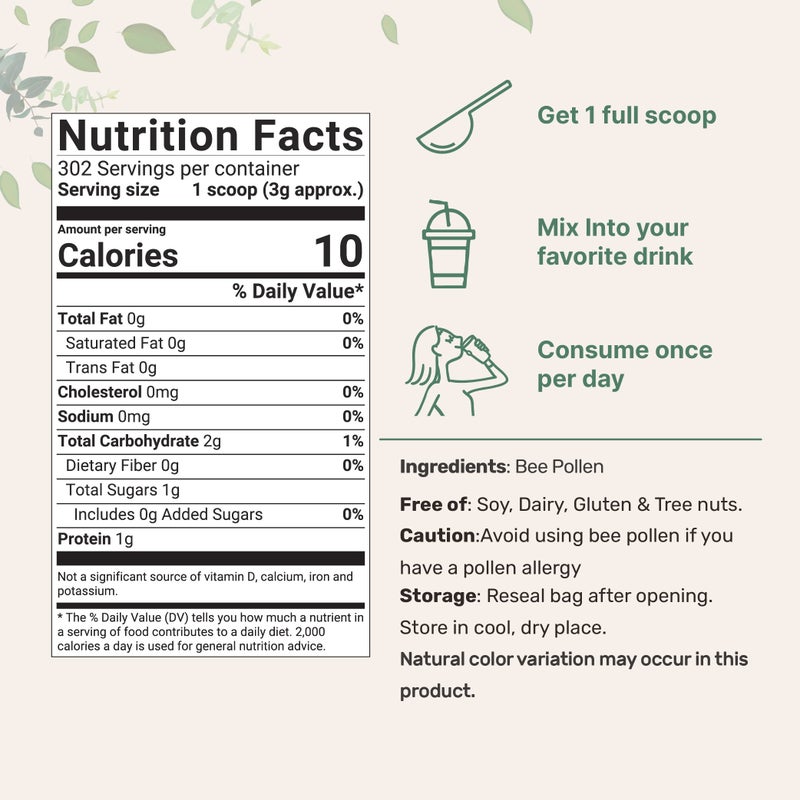 Micro Ingredients Pure Bee Pollen Granules, 2 lb | Fresh Harvest, Raw & Natural Superfood | Rich in B Vitamins, Minerals, Protein & Antioxidants | Keto, Non-GMO - Image 2