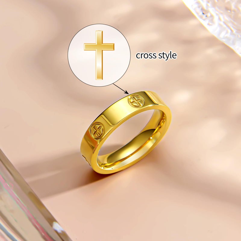 OreilleStar Love Promise Gold Ring for Women: Dainty Cross Stainless Steel Ring Wedding Band Engagement Friendship Rings 18K Gold Plated Birthday Gifts Dainty Jewelry Size 5 - Image 5