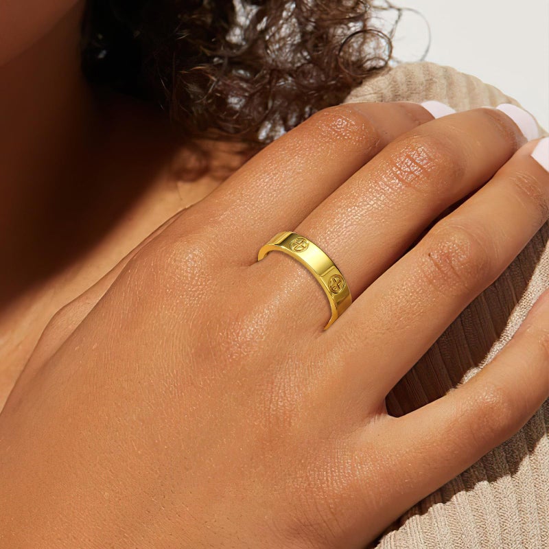 OreilleStar Love Promise Gold Ring for Women: Dainty Cross Stainless Steel Ring Wedding Band Engagement Friendship Rings 18K Gold Plated Birthday Gifts Dainty Jewelry Size 5 - Image 4