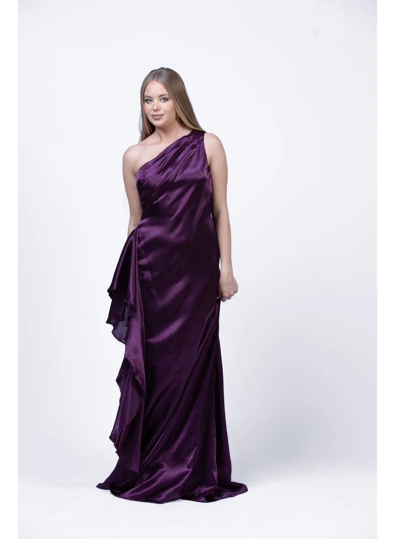 Fashonara  Silk One-Shoulder Evening Dress with One-Side Drape | Elegant Women’s Formal Gown for Women | Best Price UAE