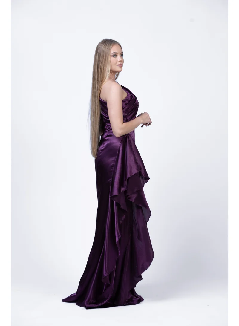 Fashonara  Silk One-Shoulder Evening Dress with One-Side Drape | Elegant Women’s Formal Gown for Women | Best Price UAE