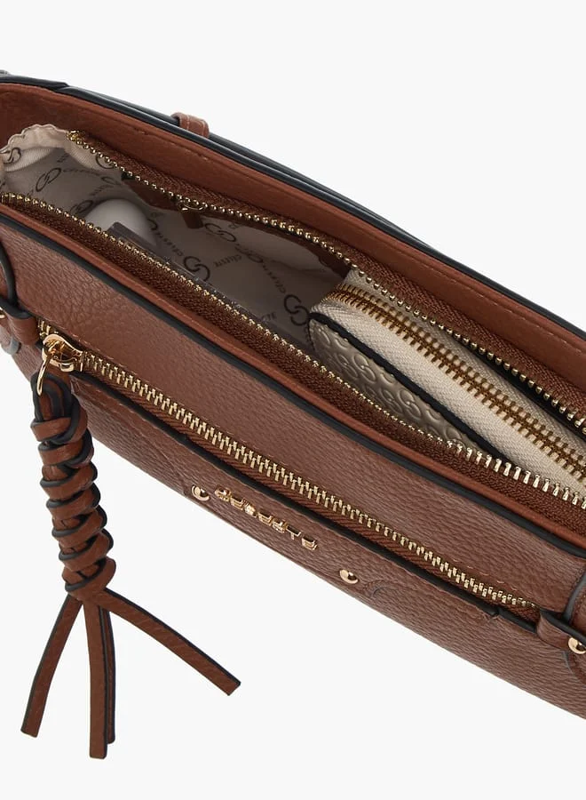سيليست Womens Textured Crossbody Bag With Zip Closure And Braided Accent