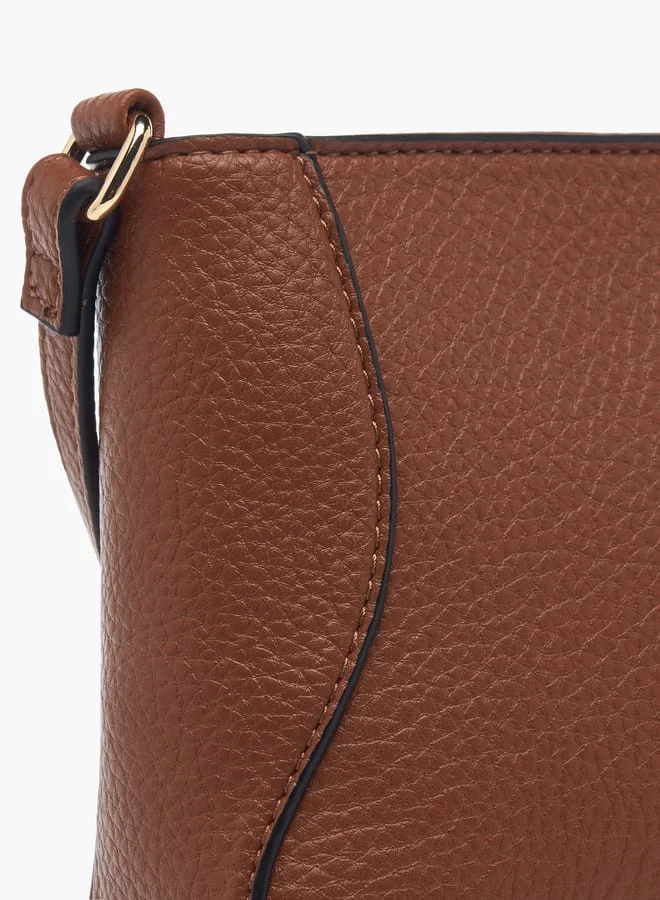 سيليست Womens Textured Crossbody Bag With Zip Closure And Braided Accent