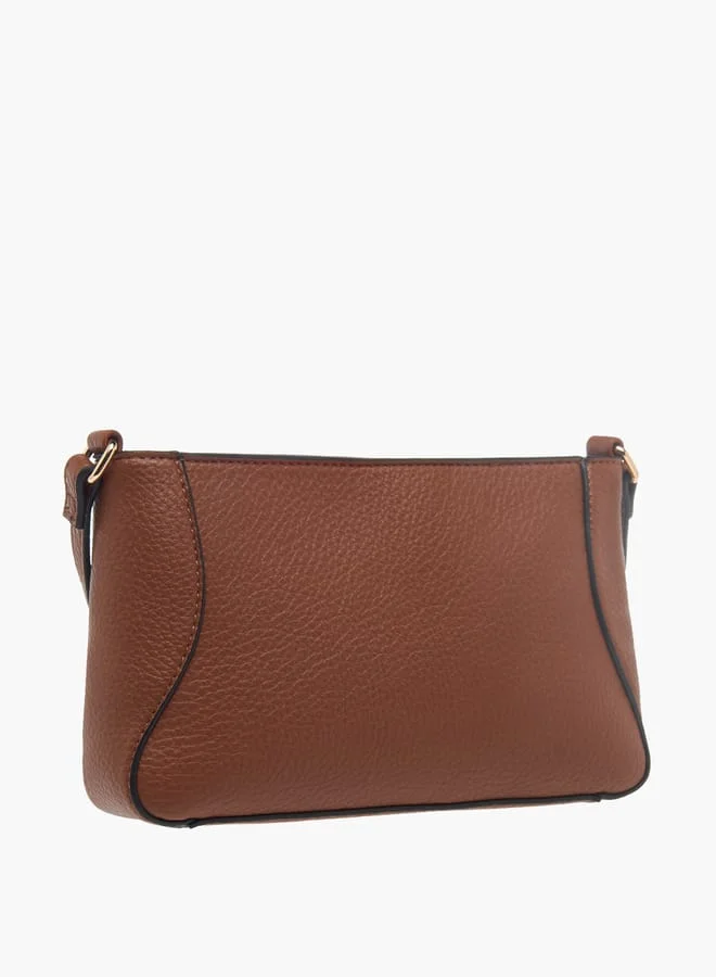 سيليست Womens Textured Crossbody Bag With Zip Closure And Braided Accent
