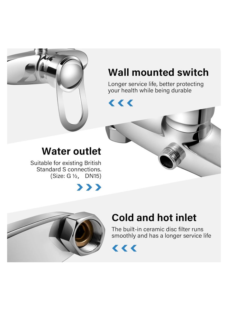 SYOSI Thermostatic Bath Shower Mixer Tap Wall Mounted Thermostatic Bath Shower Mixer Valve Anti Scald Solid Brass Bathtub Shower Faucet Manual Monobloc Single Lever for Exposed Installation G1/2 - Image 4