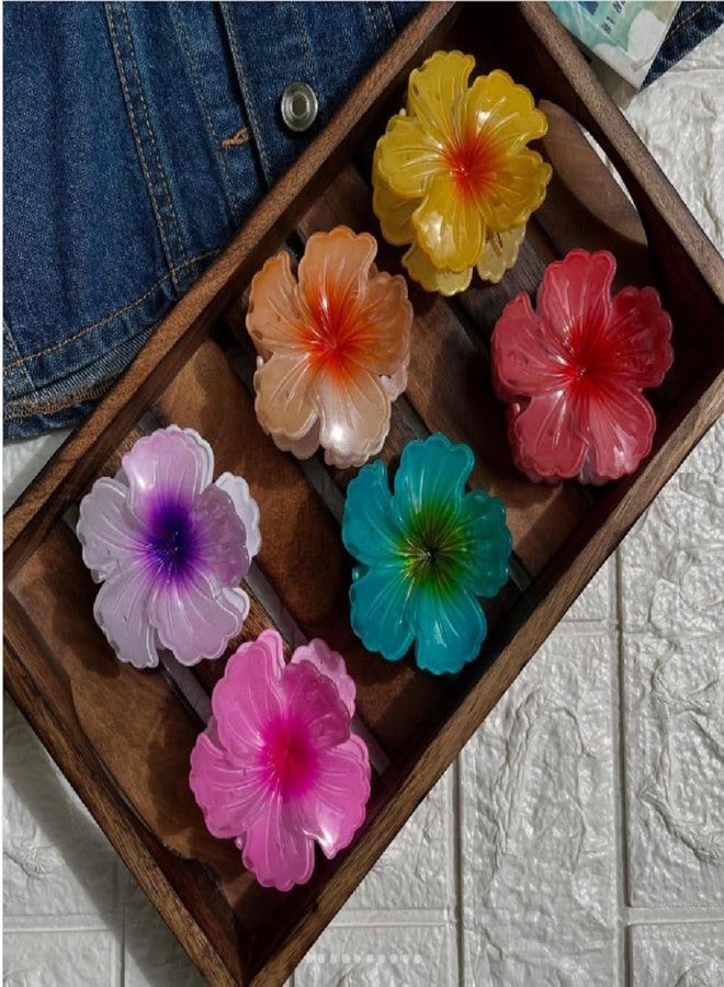 RHOSYN HAIR ACCESSORIES Colorful Flower Hair Claw Clips for Women & Girls, Lily Design, Strong Hold, Lightweight, Cute & Stylish Hair Accessories for Daily Use, Travel, Gifting, Multicolor(6 Pieces) - Image 3