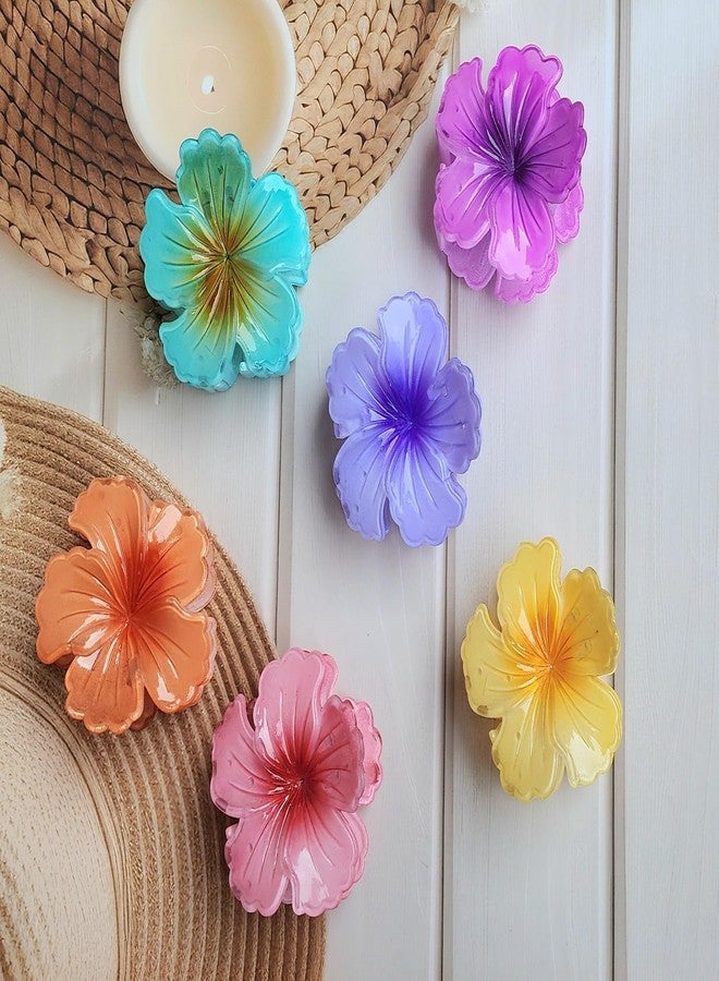 RHOSYN HAIR ACCESSORIES Colorful Flower Hair Claw Clips for Women & Girls, Lily Design, Strong Hold, Lightweight, Cute & Stylish Hair Accessories for Daily Use, Travel, Gifting, Multicolor(6 Pieces) - Image 1