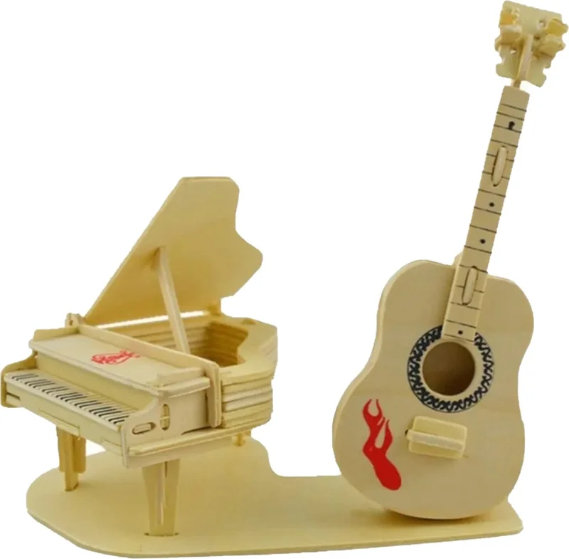 Forzacase 3D Wooden Mechanical Piano and Guitar 3D Puzzle Puzzle Jigsaw 50 Pieces - FC334
