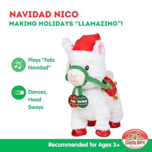 Cuddle Barn Navidad Nico Animated Christmas Walking Musical Plush Llama Toy Plays Feliz Navidad 105 inches - Image 5
