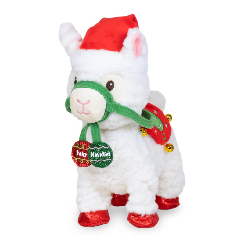 Cuddle Barn Navidad Nico Animated Christmas Walking Musical Plush Llama Toy Plays Feliz Navidad 105 inches - Image 3