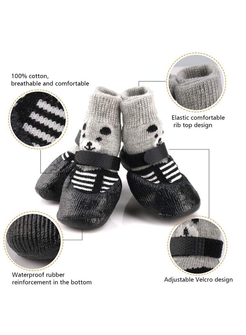 erorex Dog Shoes, 2 Pair Pet Shoes for Dogs Cats Socks, Anti-Slip Sole Adjustable Dog Cat Paw Socks Fit for Indoor Outdoor Wear (Black, Medium)  - Image 3