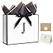 QLSKO Monogrammed Gift Wrap Bag Personalized Initial Paper Bag with Card Matching Envelope StickerBow Ribbon and Wrapping Tissue Birthday Gifts for Women Men White JMedium - Image 1