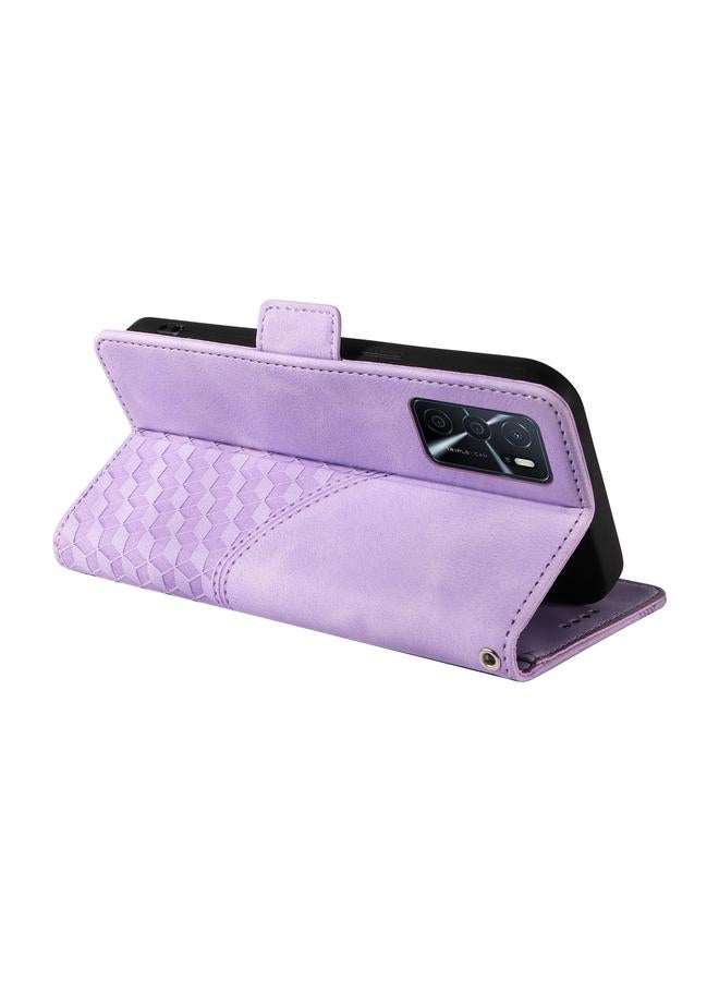 S-TOP Case For OPPO A54S / A56 5G Embossed Rhombus Starry Leather Phone Case - Image 5