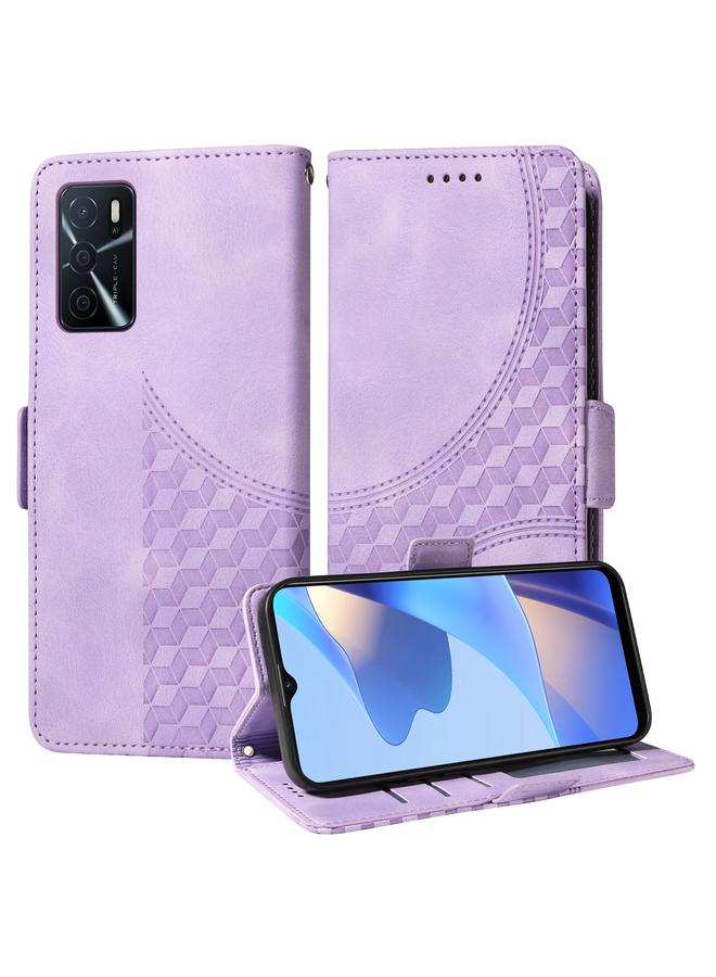 S-TOP Case For OPPO A54S / A56 5G Embossed Rhombus Starry Leather Phone Case - Image 1