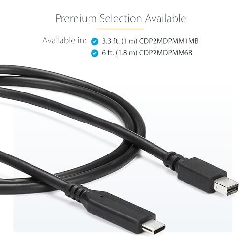 StarTech.com 1m / 3.3ft USB-C to Mini DisplayPort Cable - 4K 60Hz - Black - USB 3.1 Type C to mDP Adapter (CDP2MDPMM1MB) - Image 5
