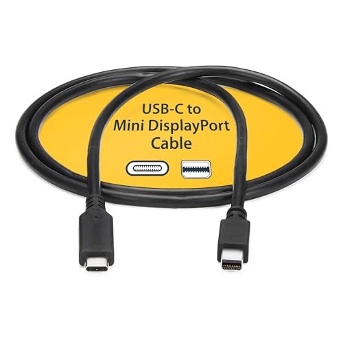 StarTech.com 1m / 3.3ft USB-C to Mini DisplayPort Cable - 4K 60Hz - Black - USB 3.1 Type C to mDP Adapter (CDP2MDPMM1MB) - Image 1