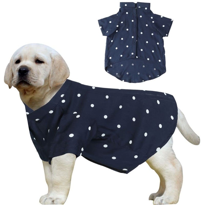 Western Era Dog Shirt Polka - Stylish Blue & White Polka Dot Casual Shirt for Dogs, Premium Cotton Polka Dot, Dress Your Pup in Style with Polka Dot Dog Shirt (Blue 22 Inch), 1 Count - Image 1
