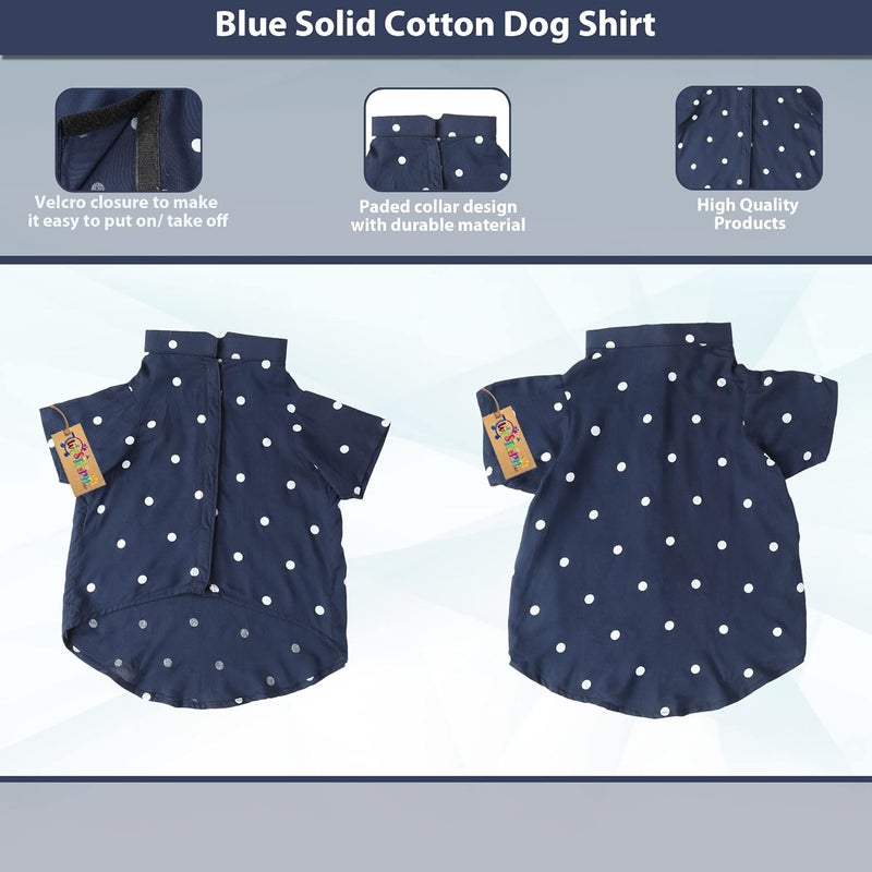 Western Era Dog Shirt Polka - Stylish Blue & White Polka Dot Casual Shirt for Dogs, Premium Cotton Polka Dot, Dress Your Pup in Style with Polka Dot Dog Shirt (Blue 22 Inch), 1 Count - Image 4