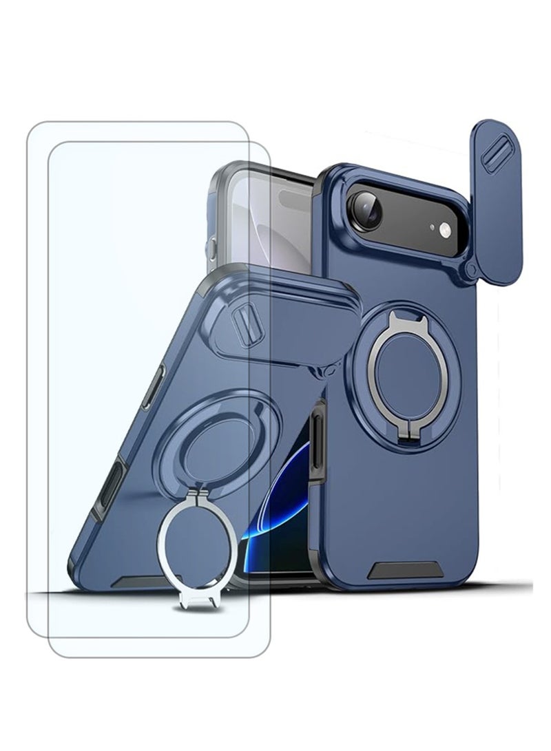 WRISTWISE Case Cover for iPhone 17 Air with Stand and 2 Screen Protectors, Heavy Duty Shockproof Phone Case for iPhone 17 Air with Camera Cover (Blue) - Image 1