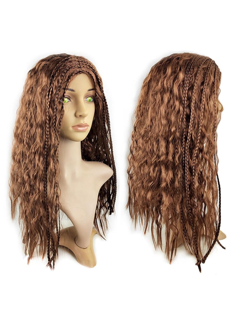 BASEMMAHER Halloween Brown Mermaid Wig Dreadlocks Long Curly Wavy Hair Wig for Black People Little Mermaid Deep Wave Lace Front Wigs for Women Halloween Cosplay Costume Wigs 26 