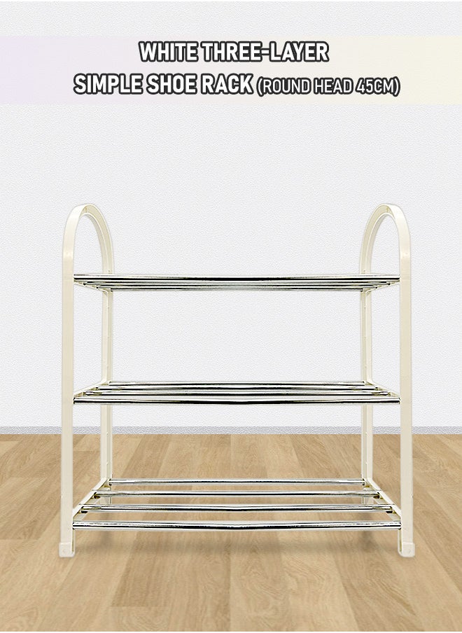 WinHolder 3 Tier Shoes Shelf Storage Multifunctional Lightweight Organizer Sturdy Metal Stackable Stand Footwear for Closet Living Room Bedroom bathroom(3 Tier White Shoe Rack)  - Image 3