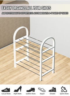 WinHolder 3 Tier Shoes Shelf Storage Multifunctional Lightweight Organizer Sturdy Metal Stackable Stand Footwear for Closet Living Room Bedroom bathroom(3 Tier White Shoe Rack)  - Image 5