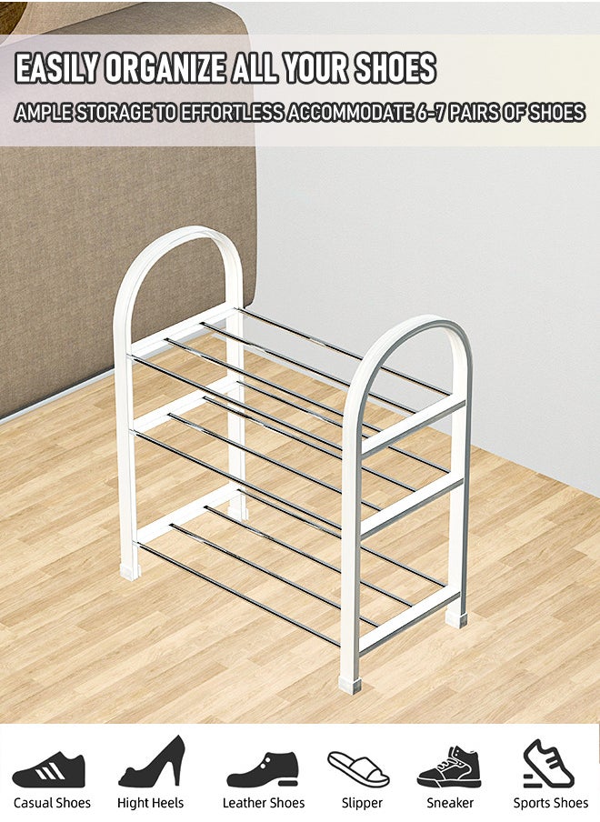 WinHolder 3 Tier Shoes Shelf Storage Multifunctional Lightweight Organizer Sturdy Metal Stackable Stand Footwear for Closet Living Room Bedroom bathroom(3 Tier White Shoe Rack)  - Image 5