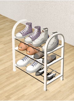 WinHolder 3 Tier Shoes Shelf Storage Multifunctional Lightweight Organizer Sturdy Metal Stackable Stand Footwear for Closet Living Room Bedroom bathroom(3 Tier White Shoe Rack)  - Image 1