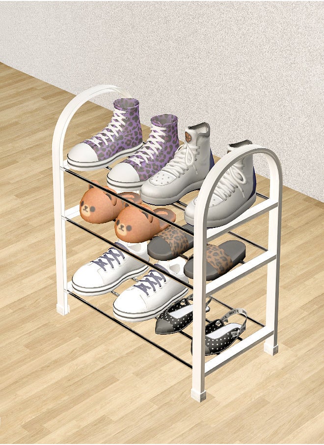 WinHolder 3 Tier Shoes Shelf Storage Multifunctional Lightweight Organizer Sturdy Metal Stackable Stand Footwear for Closet Living Room Bedroom bathroom(3 Tier White Shoe Rack)  - Image 1