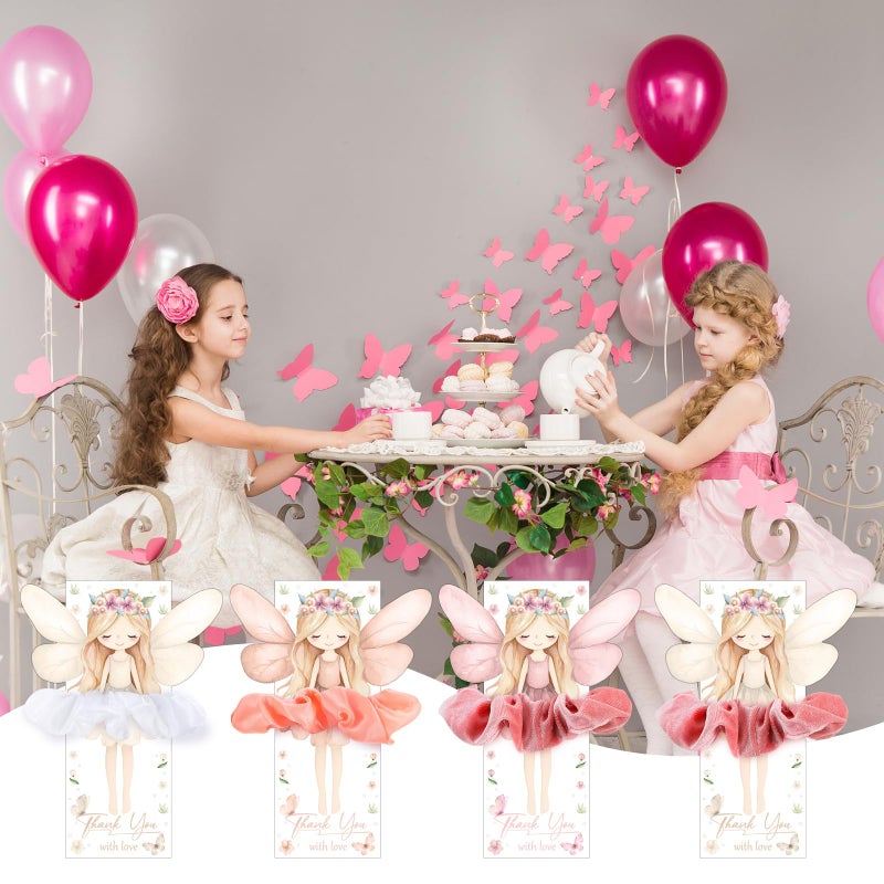 Yuxung 24 Sets Fairy Party Favors Include 24 Soft Elastic Hair Ties Hair Scrunchies 24 Thank You Cards Fairy Accessories for Birthday Party Supplies Dance Recital Gift - Image 5