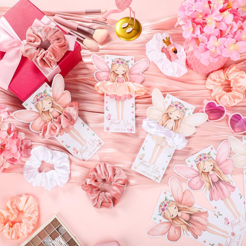 Yuxung 24 Sets Fairy Party Favors Include 24 Soft Elastic Hair Ties Hair Scrunchies 24 Thank You Cards Fairy Accessories for Birthday Party Supplies Dance Recital Gift - Image 4