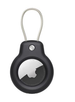 Anmi Case for apple airtag secure dolder with wire cable,air tag lock case keychain key ring key chain luggage tag for keys, luggage and more men women's keyrings and keychains（black）  - Image 1