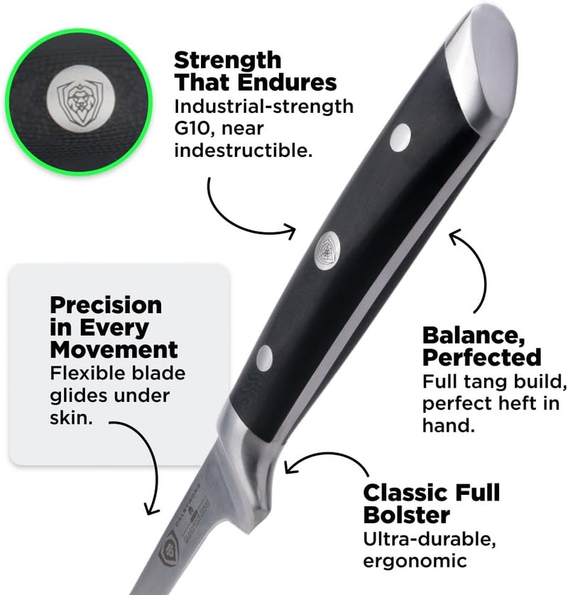 Dalstrong Fillet Knife - 7 inch Flexible Blade - Gladiator Series Elite - High Carbon German Steel - Black G10 Handle Boning Knife - w/Two Sheaths - Razor Sharp Kitchen Knife Gift - NSF Certified - Image 3