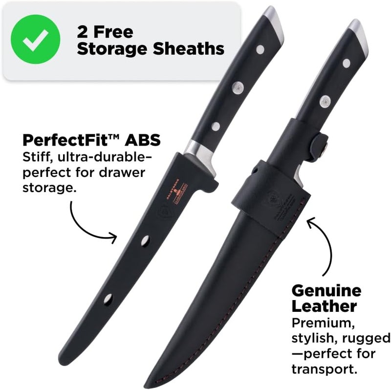 Dalstrong Fillet Knife - 7 inch Flexible Blade - Gladiator Series Elite - High Carbon German Steel - Black G10 Handle Boning Knife - w/Two Sheaths - Razor Sharp Kitchen Knife Gift - NSF Certified - Image 4
