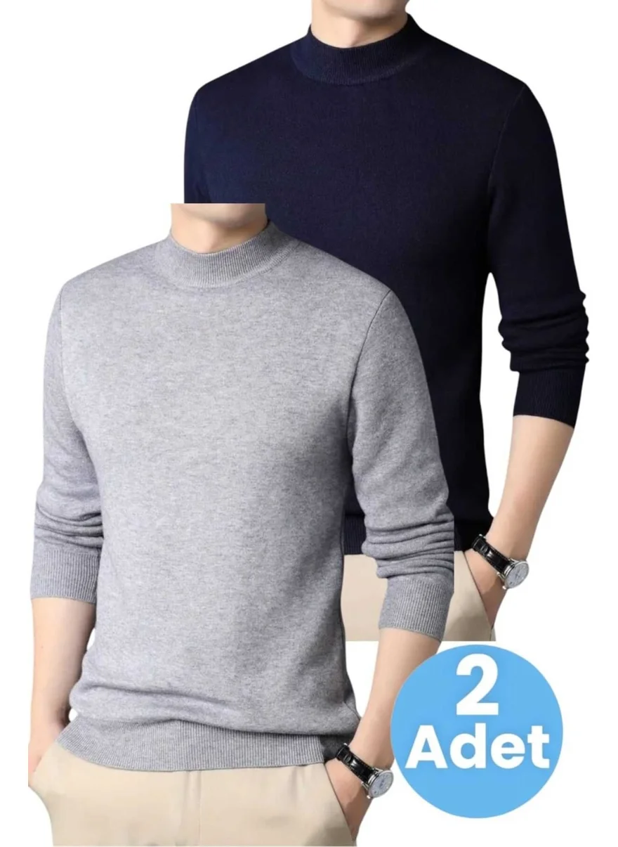 Tezzgelsin 2-Pack Men's Non-Pilling Half Turtleneck Knitwear Sweater Half Turtleneck Knitwear Sweater
