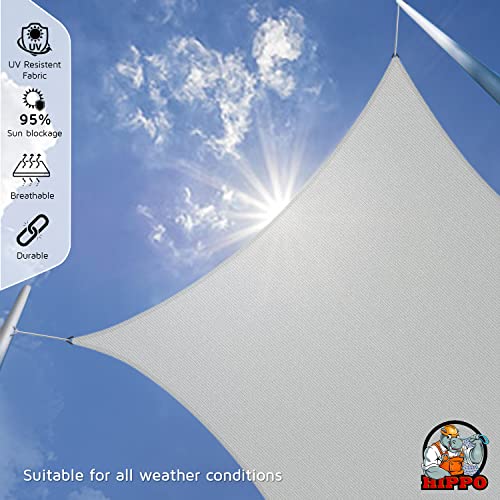 HIPPO Rectangle Shade Sail Affordable & Premium 230 GSM Sun Shade UV Block for Canopy Outdoor Patio Car Parking (Arctic-White, 9.5FTX13FT) - Image 2