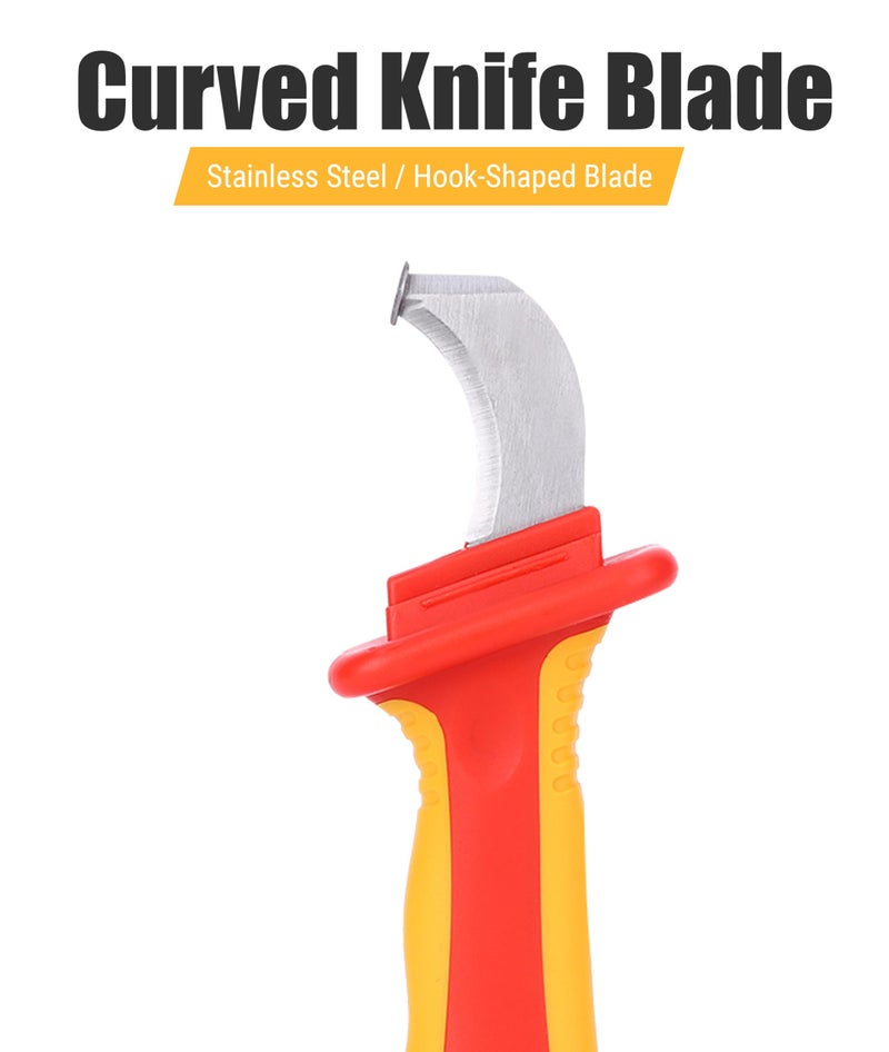 Jectse Cable Knife Stripping Tool,Insulation Electrician Knife Insulation Cable Stripper Dismantling Knife Cable Knife Anti-Magnetic Fast Strip Cable Stripper Cutter, 1000V Insulated - Image 2