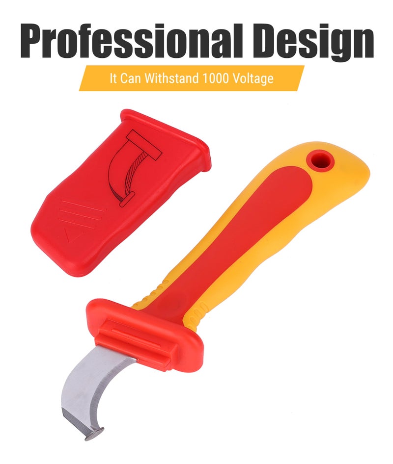 Jectse Cable Knife Stripping Tool,Insulation Electrician Knife Insulation Cable Stripper Dismantling Knife Cable Knife Anti-Magnetic Fast Strip Cable Stripper Cutter, 1000V Insulated - Image 5