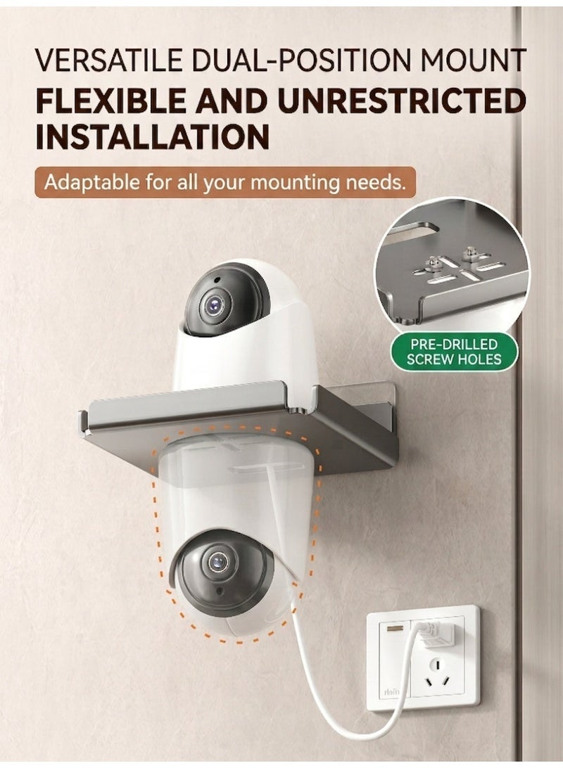 WangPangZi Wall Mount Camera Shelf for Security Cameras, Rustproof Carbon Steel No Drill Floating Holder with Dual Installation, Universal Surveillance Baby & Pet Monitor Smart Speaker Small Devices, Suitable for Bedroom Living Room Bathroom Kitchen Office, Dark Grey - Image 5