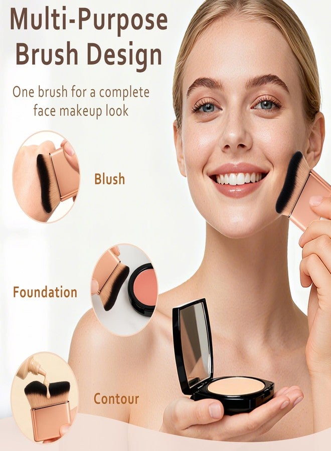Brvlsoc Professional Kabuki Foundation Brush – Rose Gold Makeup Brush for Powder, Liquid, Cream & Self Tanner | Face, Neck & Body Makeup - Image 4