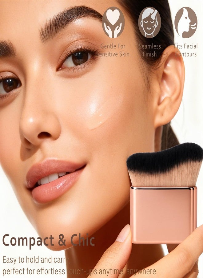Brvlsoc Professional Kabuki Foundation Brush – Rose Gold Makeup Brush for Powder, Liquid, Cream & Self Tanner | Face, Neck & Body Makeup - Image 2