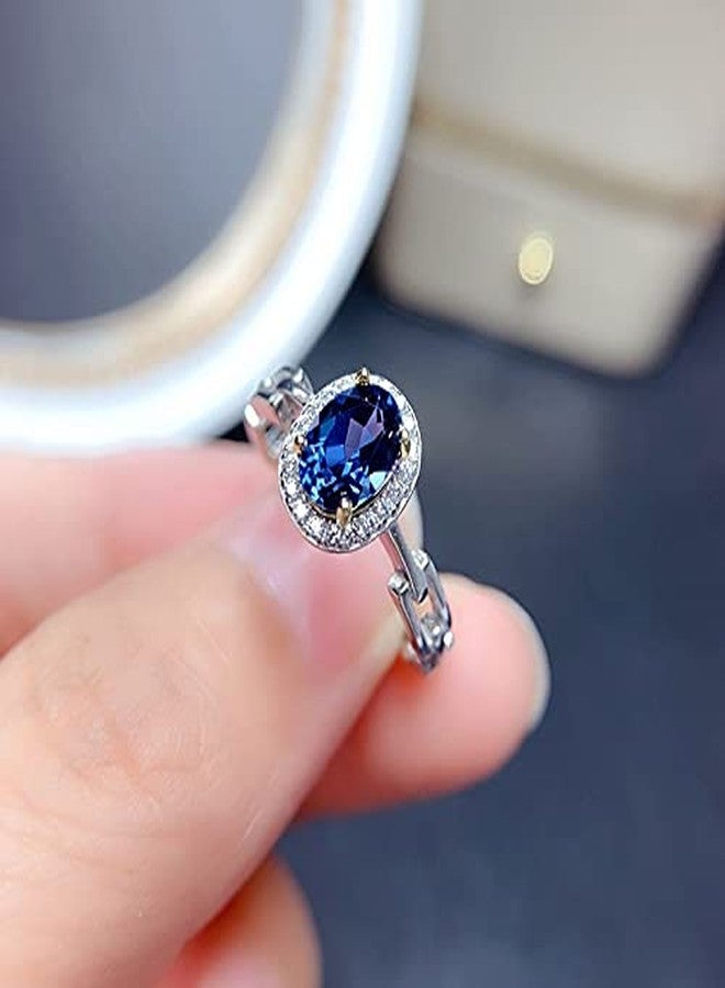 YangQian Sapphire Rings for Women Halo Diamond Oval Engagement Rings September Birthstone Ring for Ladies Birthday Gifts Christms Gifts for Women - Image 4