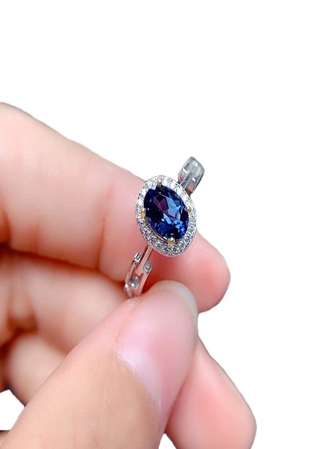 YangQian Sapphire Rings for Women Halo Diamond Oval Engagement Rings September Birthstone Ring for Ladies Birthday Gifts Christms Gifts for Women - Image 1
