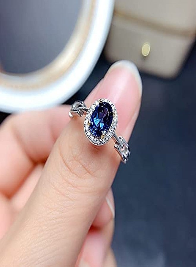 YangQian Sapphire Rings for Women Halo Diamond Oval Engagement Rings September Birthstone Ring for Ladies Birthday Gifts Christms Gifts for Women - Image 3