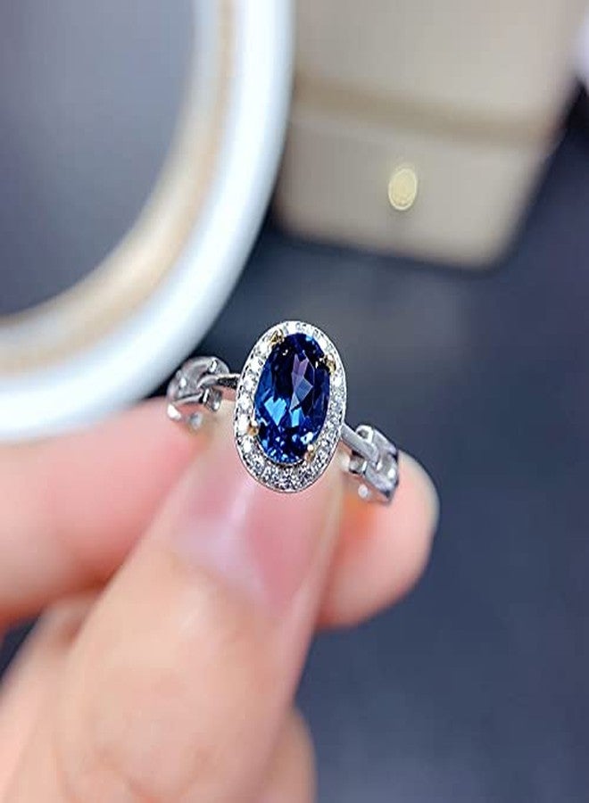 YangQian Sapphire Rings for Women Halo Diamond Oval Engagement Rings September Birthstone Ring for Ladies Birthday Gifts Christms Gifts for Women - Image 5
