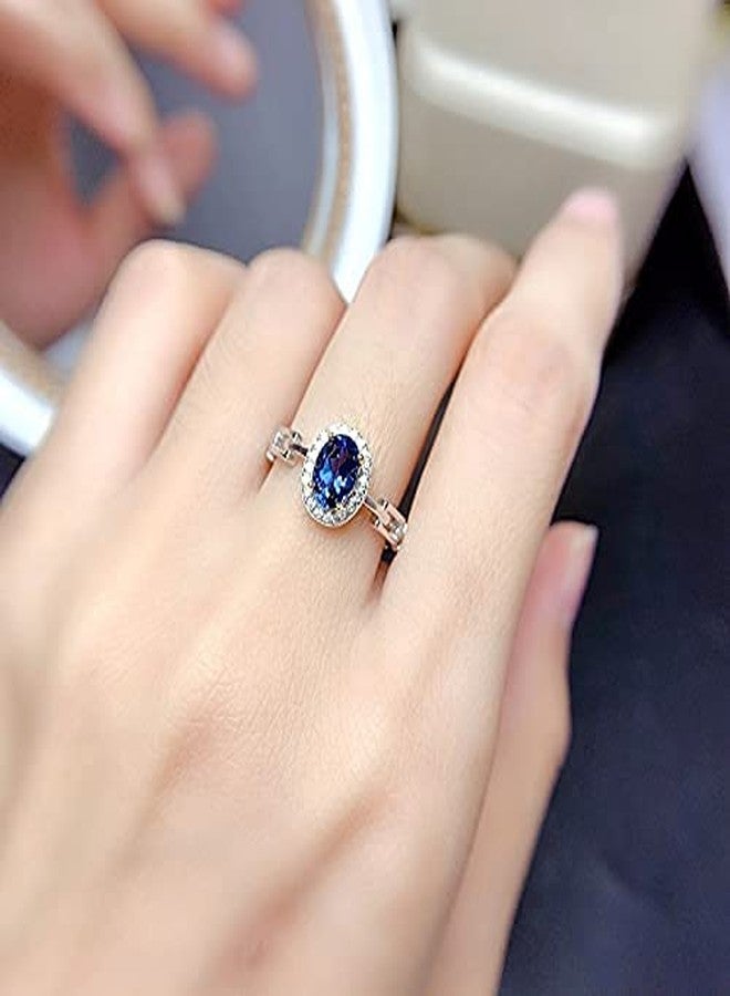 YangQian Sapphire Rings for Women Halo Diamond Oval Engagement Rings September Birthstone Ring for Ladies Birthday Gifts Christms Gifts for Women - Image 2