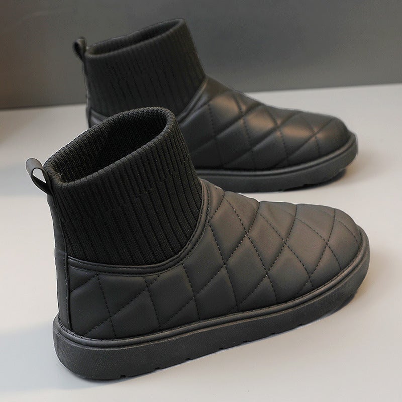 Snow Boots Womens Winter fleece-lined Thickened 2024 New Warm Shoes Womens Bread Shoes Thick Sole Outer Wearing Cotton Shoes Womens Winter Black