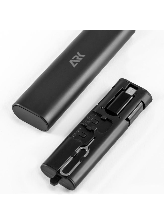 آرْكْ تِكْنُو صندوق تخزين وشحن محمول متعدد الوظائف 7 في 1 – مجموعة محولات شاملة لأجهزة Type-C وLightning وMicro USB مع حامل للهاتف، ونقل البيانات، وأداة بطاقة SIM - Image 5