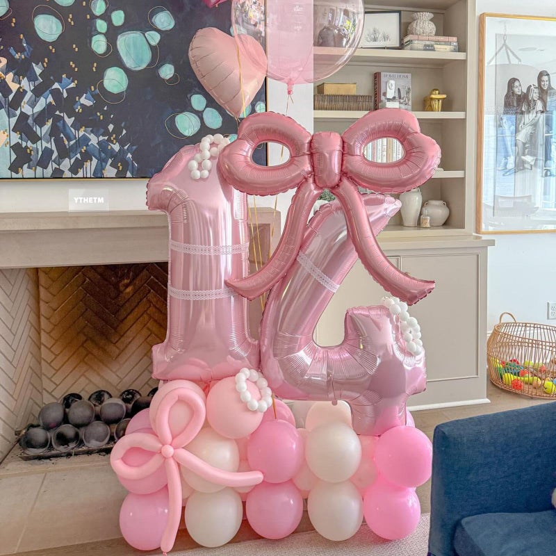 YTHETM 4 Pcs Pink Bow Balloons Bow Party Decorations for Girl Women Pink Bow Birthday Decorations Giant Foil Balloon for Baby Shower Bridal Engagement Wedding Decor Bachelorette Party Supplies - Image 3