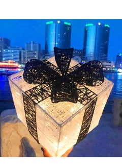 Salla 3-Piece Light Up Gift Boxes White & Black Color Warm LED Fairy Lights Openable Top Cover  - Image 4